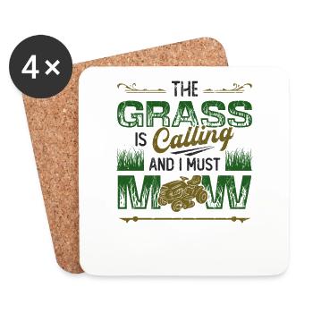 The Grass Is Calling And I Must Mow Rasenmähen - Untersetzer (4er-Set) - Weiß - Vorne