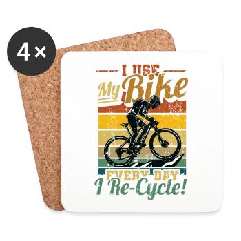 I Use My Bike Every Day I Re-Cycle, Radfahren. - Untersetzer (4er-Set) - Weiß - Vorne