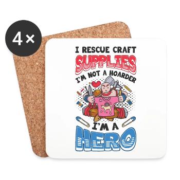 I Rescue Craft Supplies I'm Not A Hoarder Crafter - Coasters (set of 4) - white - Front