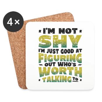 Not shy, just want to find out something. - Coasters (set of 4) - white - Front