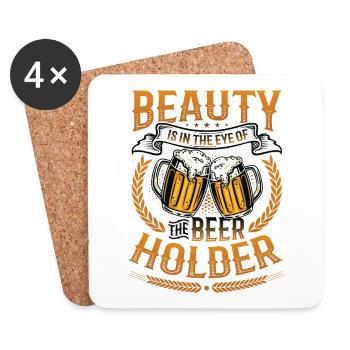 Funny beer drinker - Coasters (set of 4) - white - Front