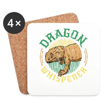 Dragon barbu, chuchoteur, amoureux des reptiles. - Dessous de verre (lot de 4) - blanc - Devant