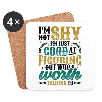 Not shy, just want to find out something. - Coasters (set of 4) - white - Front