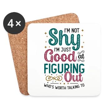 Not shy, just want to find out something. - Coasters (set of 4) - white - Front