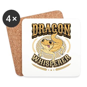 Dragon barbu, chuchoteur, amoureux des reptiles. - Dessous de verre (lot de 4) - blanc - Devant