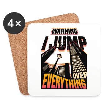 Warning: I jump over everything. - Coasters (set of 4) - white - Front