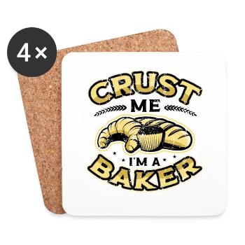 Crust Me Je suis un boulanger Cuisson du pain - Dessous de verre (lot de 4) - blanc - Devant