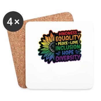Human Rights, Social Justice - Coasters (set of 4) - white - Front