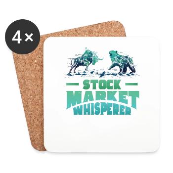 Stock Market Whisperer Stock Trader Bull and Bear - Coasters (set of 4) - white - Front