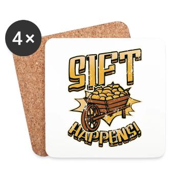 Sift Happens Gold Panning Gold Digger Mining - Coasters (set of 4) - white - Front