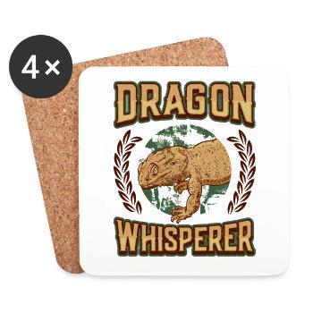 Dragon barbu, chuchoteur, amoureux des reptiles. - Dessous de verre (lot de 4) - blanc - Devant