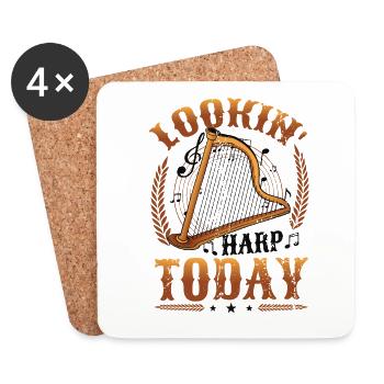 Lookin' Harp Today, joueur de harpe. - Dessous de verre (lot de 4) - blanc - Devant