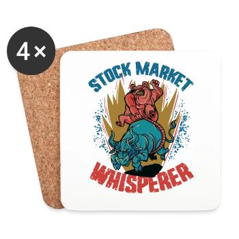 Stock Market Whisperer Stock Trader Bull and Bear - Coasters (set of 4) - white - Front