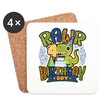 Rawr I'm 4 Geburtstag, Junge Dinosaurier. - Untersetzer (4er-Set) - Weiß - Vorne