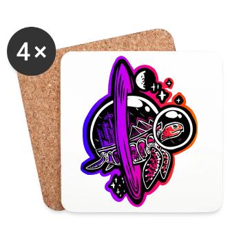 Time-traveling turtle - Coasters (set of 4) - white - Front