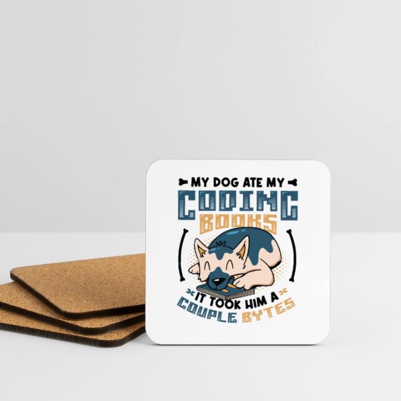 Dog Bytes Code Computer Joke Programming Coasters (set of 4)