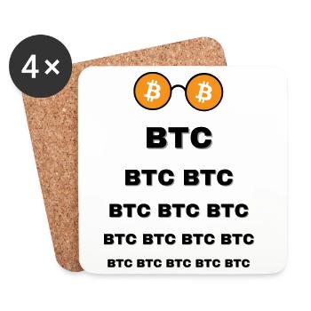 Bitcoin Lunette - Dessous de verre (lot de 4) - blanc - Devant