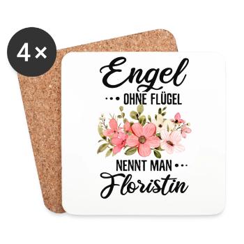 Floristin Engel Blumen Florist Gärtnerin - Untersetzer (4er-Set) - Weiß - Vorne