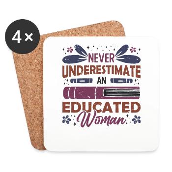 Never underestimate an educated person - Coasters (set of 4) - white - Front