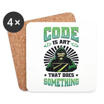 Code Ist Eine Kunst, Die Etwas Tut Programmierung - Untersetzer (4er-Set) - Weiß - Vorne