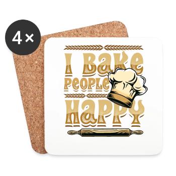 I Bake People Happy Baking Lovers - Coasters (set of 4) - white - Front