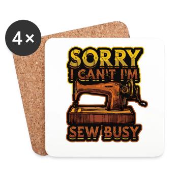 Sorry I Can't I'm Sew Busy Quilter Sewing - Coasters (set of 4) - white - Front