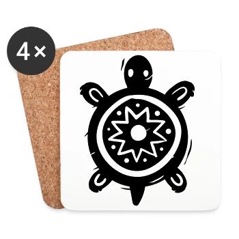 Tortue Tribale - Dessous de verre (lot de 4) - blanc - Devant