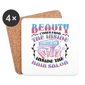 Schönheit Kommt Aus Dem Inneren Des Friseursalons - Untersetzer (4er-Set) - Weiß - Vorne