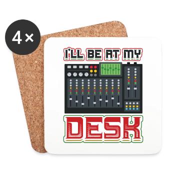 I’ll Be On My Desk Dj Ingénieur du son - Dessous de verre (lot de 4) - blanc - Devant