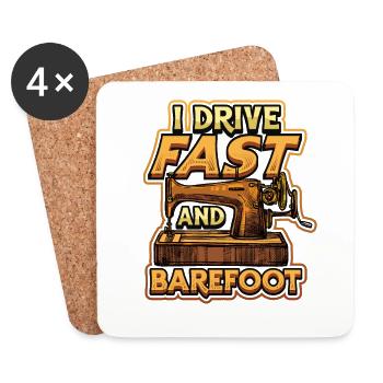 I Drive Fast And Barefoot Sewing Machine - Coasters (set of 4) - white - Front