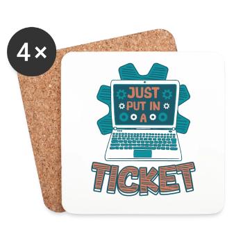 Simply open a ticket Help Desk Tech Support - Coasters (set of 4) - white - Front