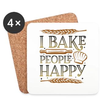 Je fais cuire des gens heureux amateurs de pâtisserie - Dessous de verre (lot de 4) - blanc - Devant