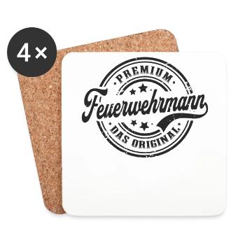 Feuerwehrmann Original Vintage Feuerwehr - Untersetzer (4er-Set) - Weiß - Vorne
