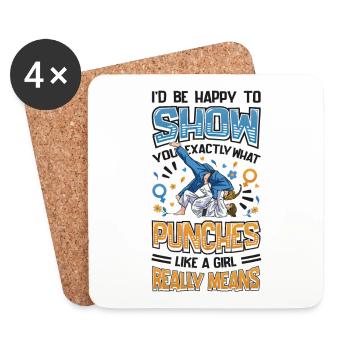 Montrez ce que signifie « coups de poing comme une fille » : - Dessous de verre (lot de 4) - blanc - Devant