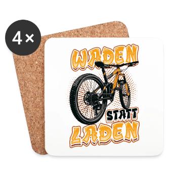 Waden Statt Laden, Mountain Bike, Mtb. - Untersetzer (4er-Set) - Weiß - Vorne