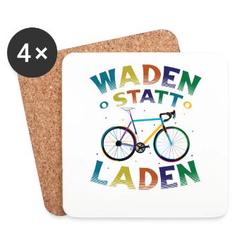 Waden Statt Laden, Mountain Bike, MTB. - Untersetzer (4er-Set) - Weiß - Vorne