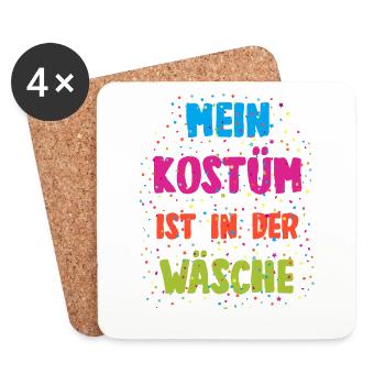Karneval Kostüm in der Wäsche Lustiges Fasching - Untersetzer (4er-Set) - Weiß - Vorne