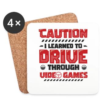 Be careful, I passed the driving test. - Coasters (set of 4) - white - Front