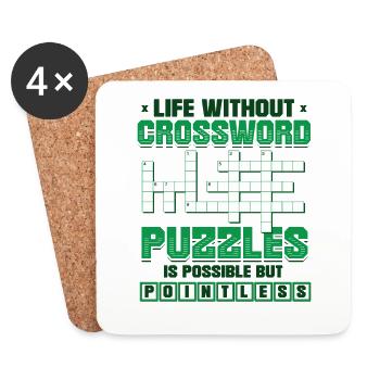 Crossword Puzzle Lovers Crossword Puzzles - Coasters (set of 4) - white - Front