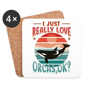 Orca Whale, Ich Liebe Orcas, Wirklich. - Untersetzer (4er-Set) - Weiß - Vorne