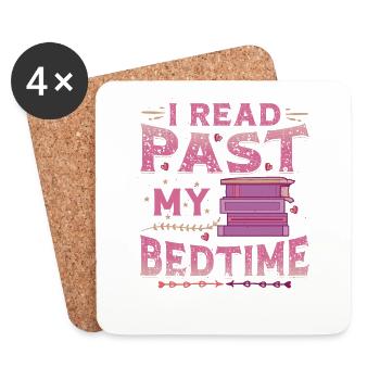 I Read Past My Bedtime, Bücher Lesen. - Untersetzer (4er-Set) - Weiß - Vorne