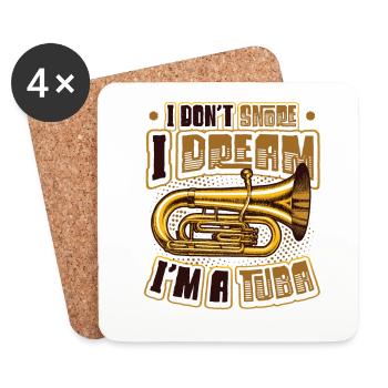 Ich Schnarche Nicht, Ich Träume, Ich Bin Eine Tuba - Untersetzer (4er-Set) - Weiß - Vorne