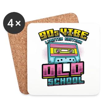 90s Vibe Limited Edition Old School 90s Party - Untersetzer (4er-Set) - Weiß - Vorne