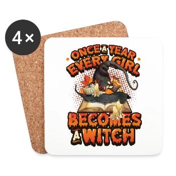 Once every girl becomes a witch on Halloween. - Coasters (set of 4) - white - Front