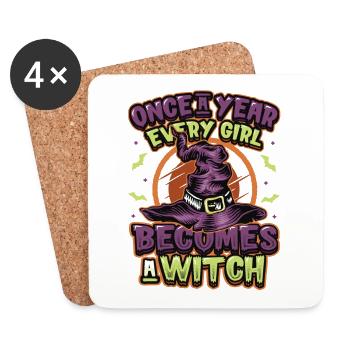 Once every girl becomes a witch on Halloween. - Coasters (set of 4) - white - Front