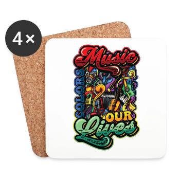 Musik Färbt Unser Leben Musikliebhaber Musiklehrer - Untersetzer (4er-Set) - Weiß - Vorne
