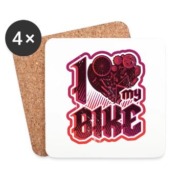 J’adore mes amateurs de vélo à vélo - Dessous de verre (lot de 4) - blanc - Devant