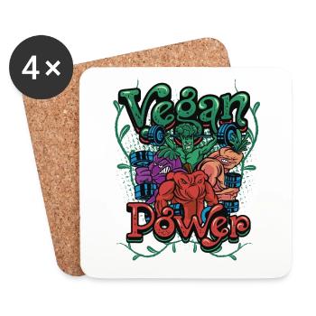 Vegan Power Vegan Fitness Athlète végétalien - Dessous de verre (lot de 4) - blanc - Devant