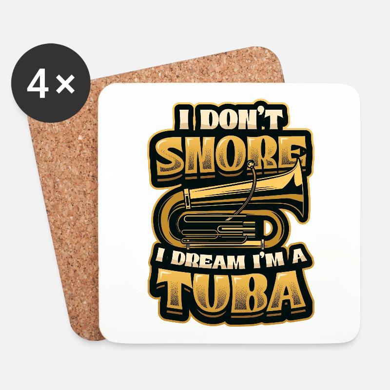 Ich Schnarche Nicht, Ich Träume, Ich Bin Eine Tuba - Untersetzer (4er-Set) - Weiß