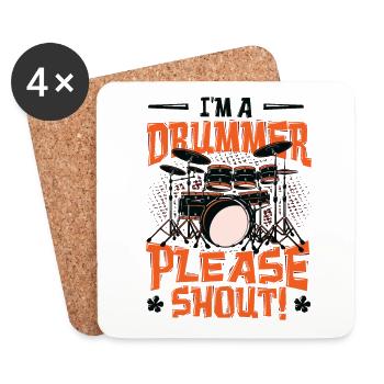 I'm a drummer please scream - Coasters (set of 4) - white - Front